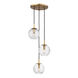 Rousseau 3 Light 13.5 inch Aged Brass Pendant Ceiling Light in Clear Glass