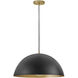 Lou 1 Light 22 inch Black with Lacquered Brass Pendant Ceiling Light