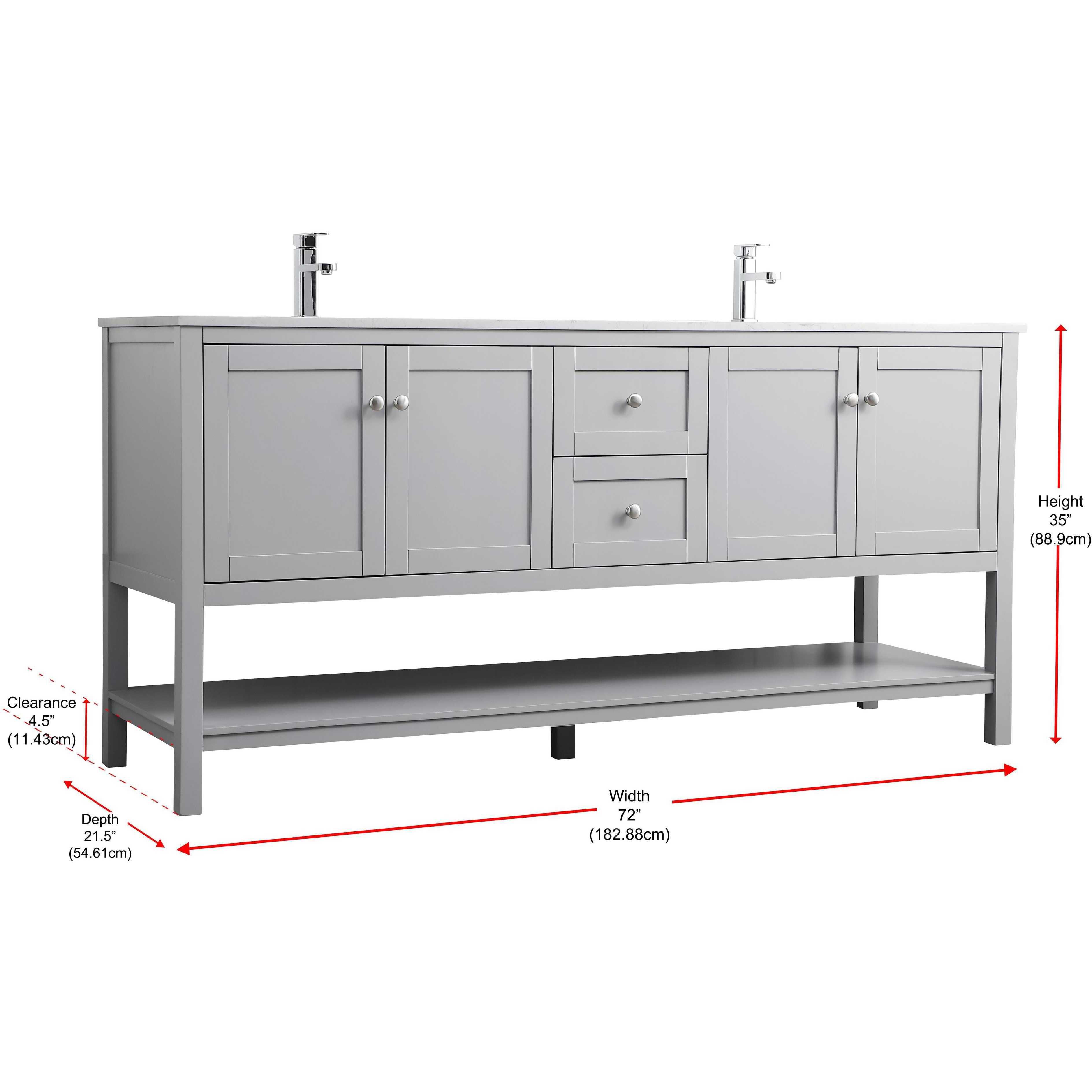 Heath 72 X 21.5 X 35 inch Grey Vanity Sink Set