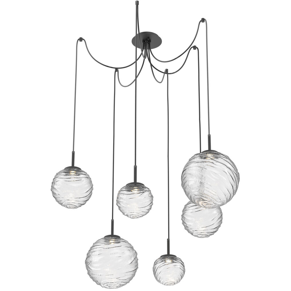 Gaia LED 19.4 inch Matte Black Swag Multi-Pendant Ceiling Light in 3000K LED, Clear