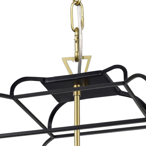Tudor 6 Light 20 inch Satin Gold and Black Up Chandelier Ceiling Light
