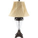 Etched Glass 31.5 inch 100 watt Antique Brown with Clear Table Lamp Portable Light