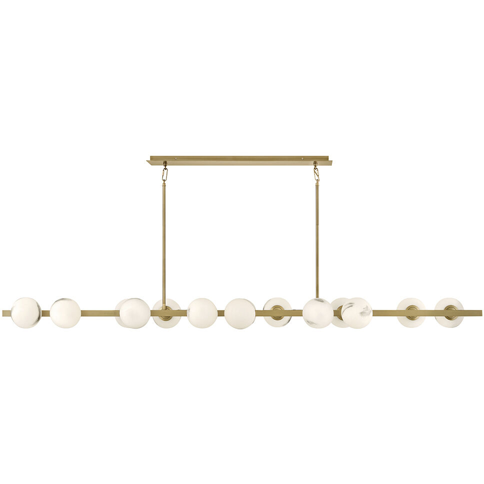 Selene 14 Light 74 inch Lacquered Brass Linear Pendant Ceiling Light