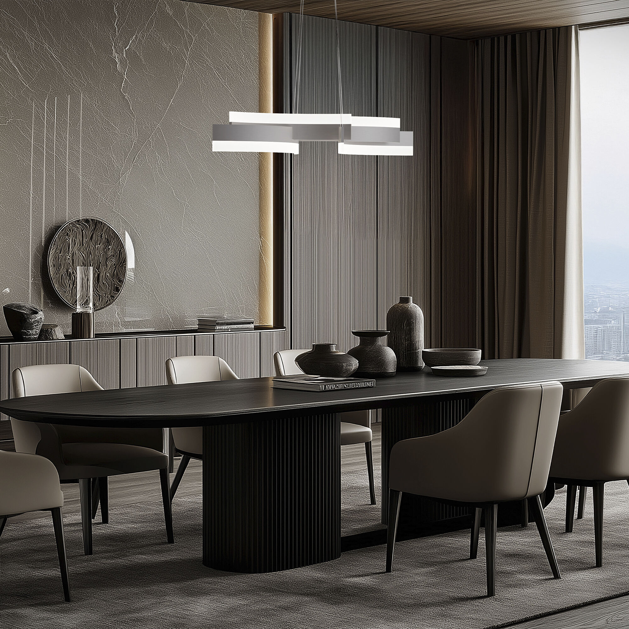 Arcs LED 15.88 inch Brushed Nickel Indoor Hanging Lighting Ceiling Light