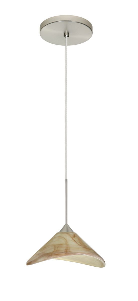 Hoppi 1 Light Satin Nickel Pendant Ceiling Light in Halogen, Mocha Glass 