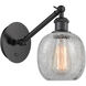 Ballston Belfast LED 6 inch Matte Black Sconce Wall Light in Clear Crackle Glass