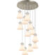 Newton Cone 12 Light 27.25 inch Brushed Satin Nickel Multi Pendant Ceiling Light in White Glass
