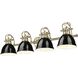 Duncan 4 Light 33.5 inch Aged Brass Bath Vanity Light Wall Light in Black