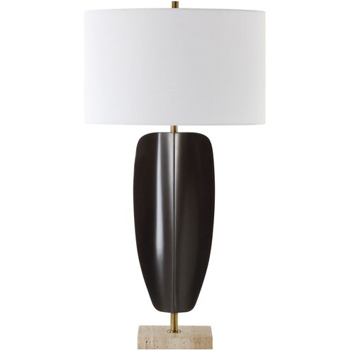 Kure 30.25 inch 150.00 watt Matte Black and Travertine with Brass Table Lamp Portable Light