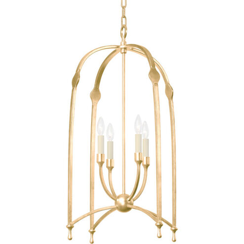 Rhett 4 Light 21.25 inch Vintage Gold Leaf Foyer Lantern Ceiling Light
