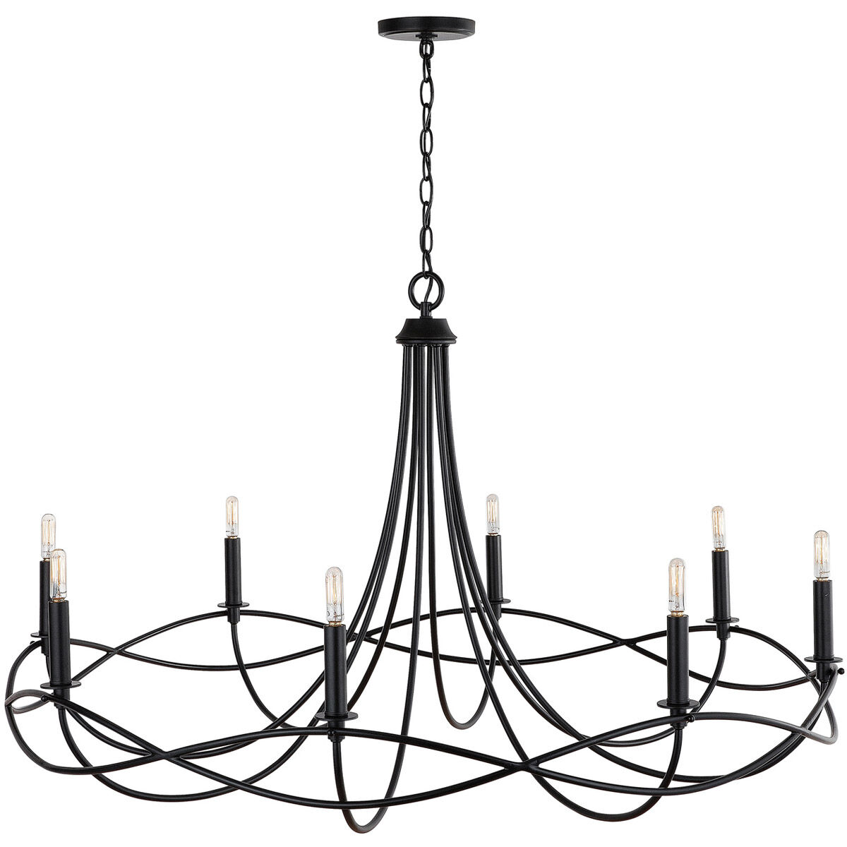 Sonnet 8 Light 45 inch Matte Black Chandelier Ceiling Light