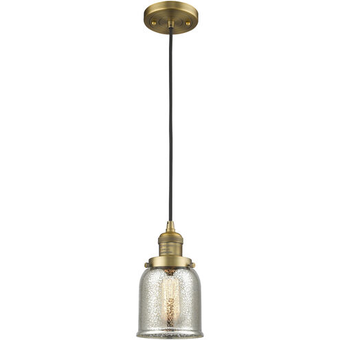 Franklin Restoration Bell 1 Light 5 inch Brushed Brass Mini Pendant Ceiling Light in Incandescent, Silver Plated Mercury, Franklin Restoration