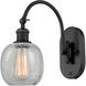 Ballston Belfast LED 6 inch Matte Black Sconce Wall Light in Clear Crackle Glass