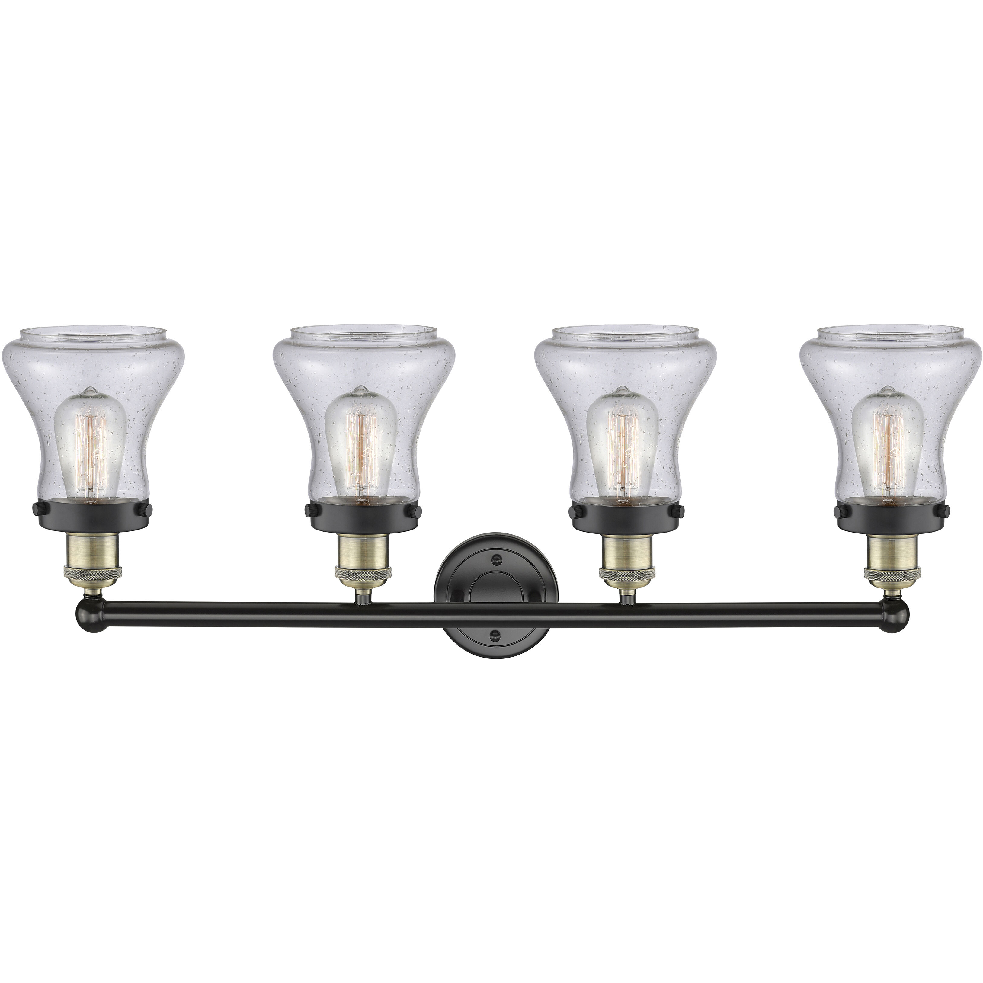 Bellmont 4 Light 33.5 inch Black Antique Brass Bath Vanity Light Wall Light in Seedy Glass