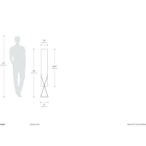 Internal 58 inch 40.00 watt Polished Chrome and Chrome Floor Lamp Portable Light