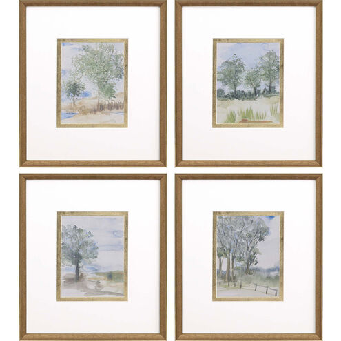 Along the Way Blue and Green and Brown and Multi Framed Art