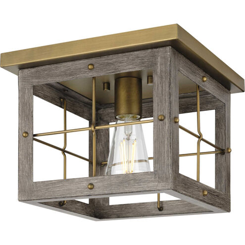 Hedgerow 1 Light 10 inch Distressed Brass Flush Mount Ceiling Light