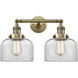 Franklin Restoration Large Bell 2 Light 8 inch Antique Brass Bath Vanity Light Wall Light in Incandescent, Clear Glass, Franklin Restoration