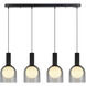 Juna 4 Light 44.1 inch Black and Volcanic Black Travertine Linear Island Pendant Ceiling Light