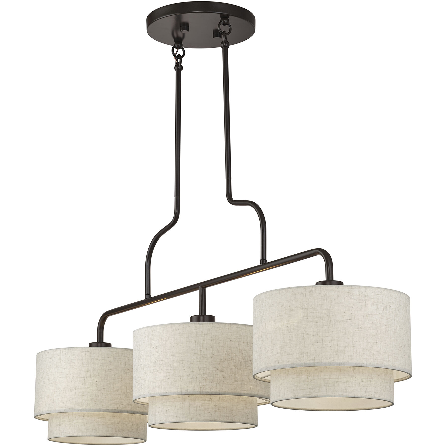 Manorwood 3 Light 48 inch English Bronze Linear Chandelier Ceiling Light, Extra Large