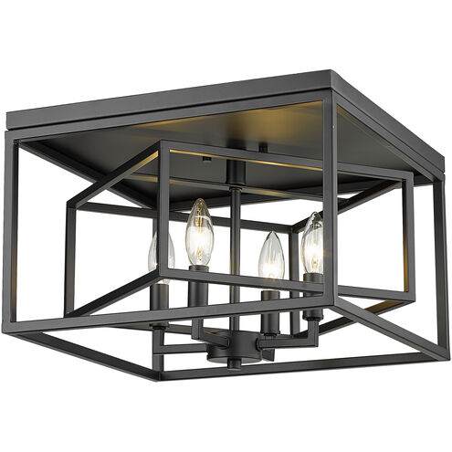Euclid 4 Light 15 inch Matte Black Flush Mount Ceiling Light