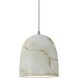 Radiance Collection - Bell Single Drop Pendant in Brushed Nickel, Replaceable Bulb, Carrara Marble, White, Form+Finish+Function