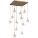 Cabochon LED Novel Brass with White Marble Pendant Chandelier Ceiling Light in 3000K LED, Opal White