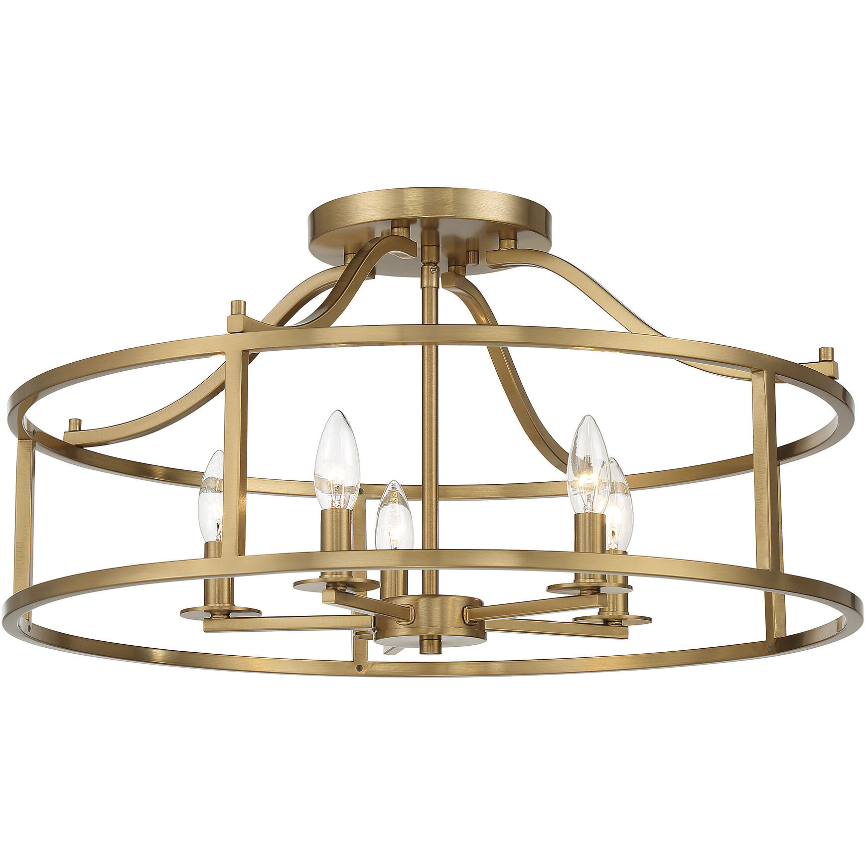 Stockton 5 Light 24 inch Warm Brass Semi-Flush Ceiling Light, Essentials