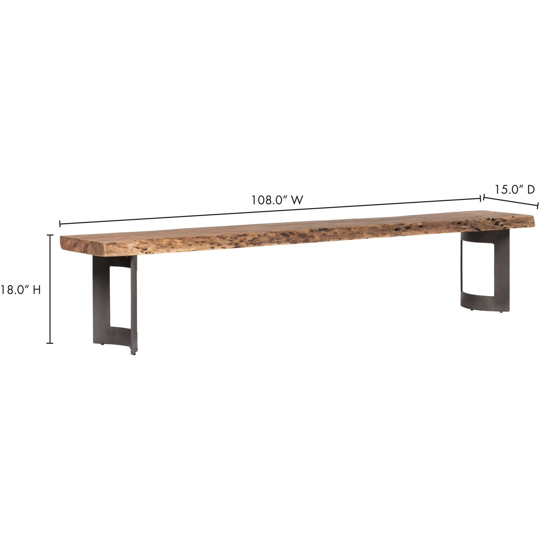 Bent Natural Dining Bench, Large
