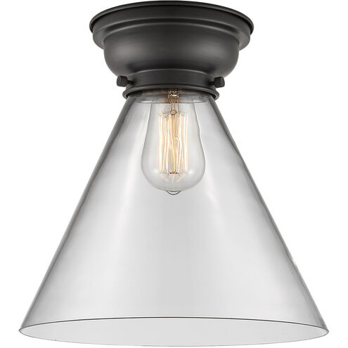 Aditi X-Large Cone 1 Light 12 inch Matte Black Flush Mount Ceiling Light in Clear Glass, Aditi