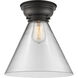 Aditi X-Large Cone 1 Light 12 inch Matte Black Flush Mount Ceiling Light in Clear Glass, Aditi