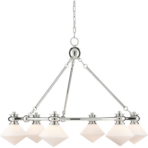Rycroft 6 Light 39 inch Polished Nickel/White Chandelier Ceiling Light