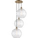 Ballston Athens Water Glass 3 Light 19 inch Antique Brass Multi-Pendant Ceiling Light