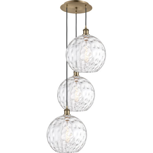 Ballston Athens Water Glass 3 Light 19 inch Antique Brass Multi-Pendant Ceiling Light