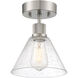 Port Nine LED 8 inch Brushed Steel Semi-Flush Ceiling Light