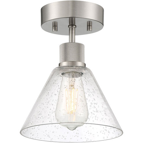 Port Nine LED 8 inch Brushed Steel Semi-Flush Ceiling Light