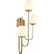 Caroline 3 Light 13.25 inch Brushed Gold Sconce Wall Light, Left