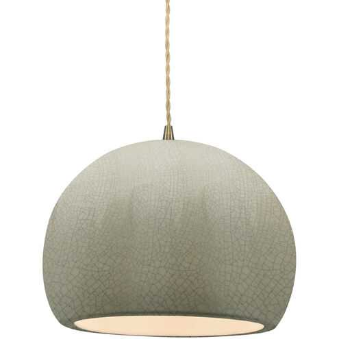 Radiance 1 Light 10 inch Celadon Green Crackle and Antique Brass Pendant Ceiling Light