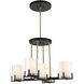 Eaton 5 Light 27 inch Matte Black with Warm Brass Accents Chandelier Ceiling Light