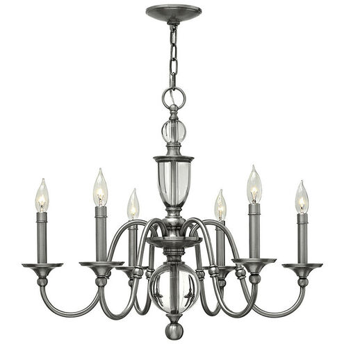 Eleanor 6 Light 27.25 inch Polished Antique Nickel Indoor Chandelier Ceiling Light