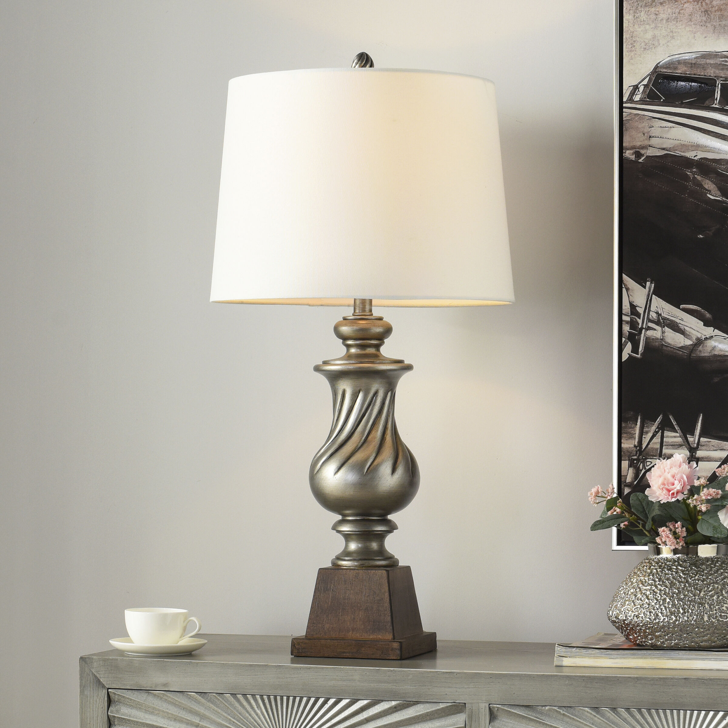 Worthby 32 inch 150.00 watt Dark Silver Table Lamp Portable Light