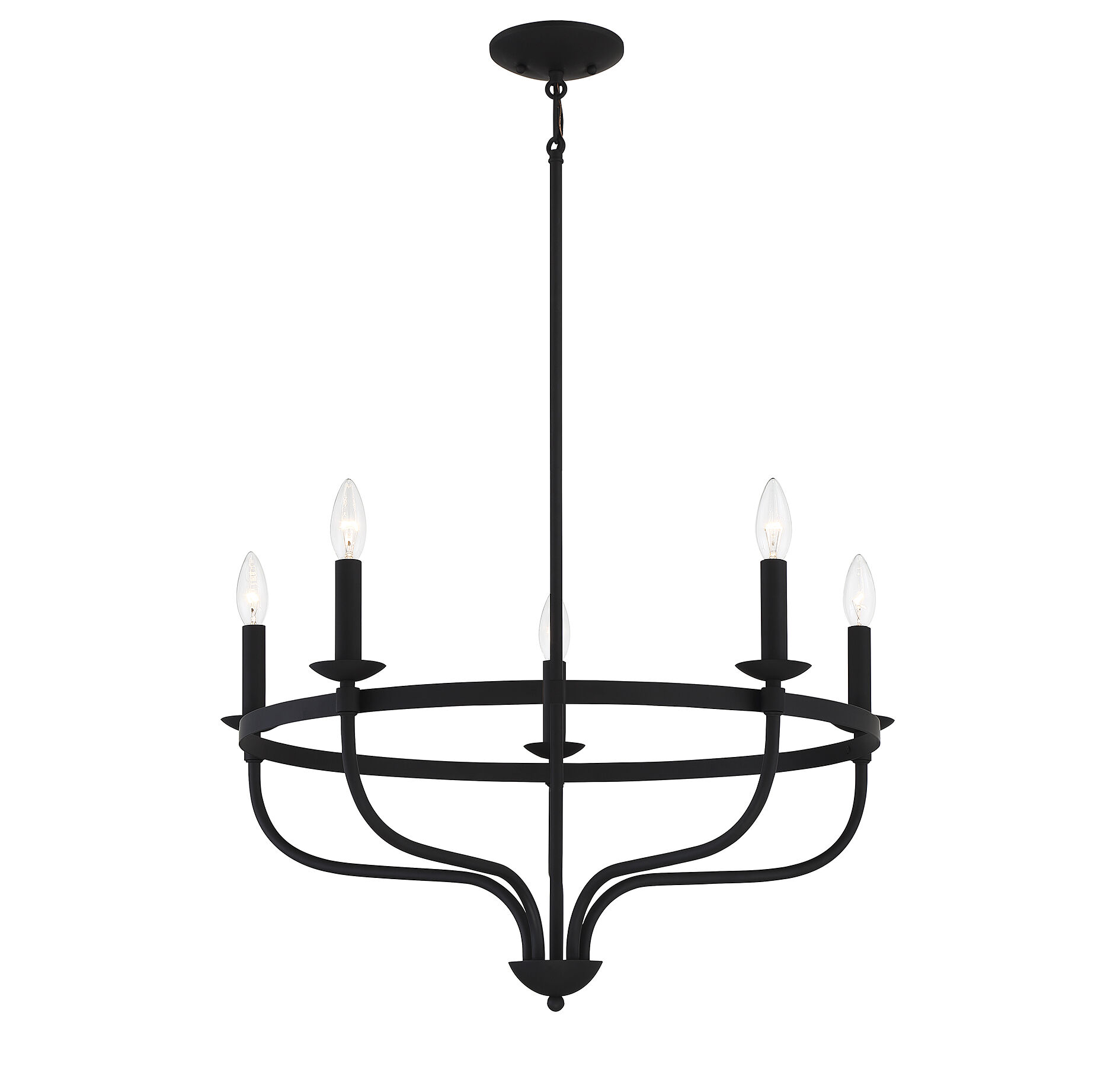 Transitional 5 Light 26.63 inch Matte Black Chandelier Ceiling Light