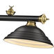 Cordon 3 Light 58 inch Matte Black and Rubbed Brass Billiard Ceiling Light in Matte Black Steel