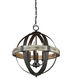 Castello 4 Light 20 inch Distressed Wood and Black Candle Chandelier Ceiling Light