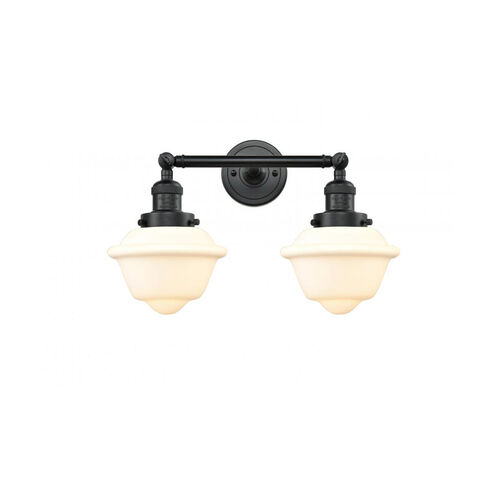 Franklin Restoration Small Oxford 2 Light 17 inch Matte Black Bath Vanity Light Wall Light in Matte White Glass, Franklin Restoration