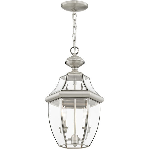 Monterey 2 Light 11 inch Brushed Nickel Outdoor Pendant Lantern