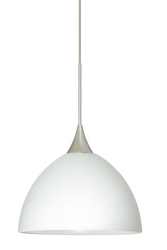 Brella LED Satin Nickel Pendant Ceiling Light in White Glass