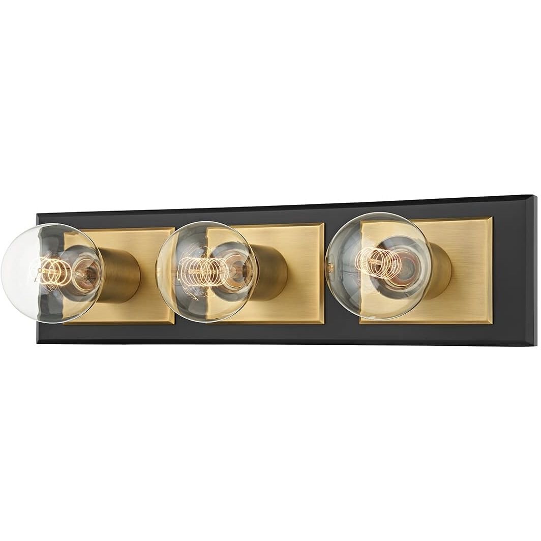 Runyan 3 Light 17.75 inch Patina Brass/Soft Black Bath And Vanity Wall Light in Patina Brass/Black