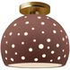 Perforated Globe 1 Light 10 inch Canyon Clay Semi-Flush Ceiling Light in Brushed Brass, Replaceable Bulb, 10W x 9H, Form+Finish+Function