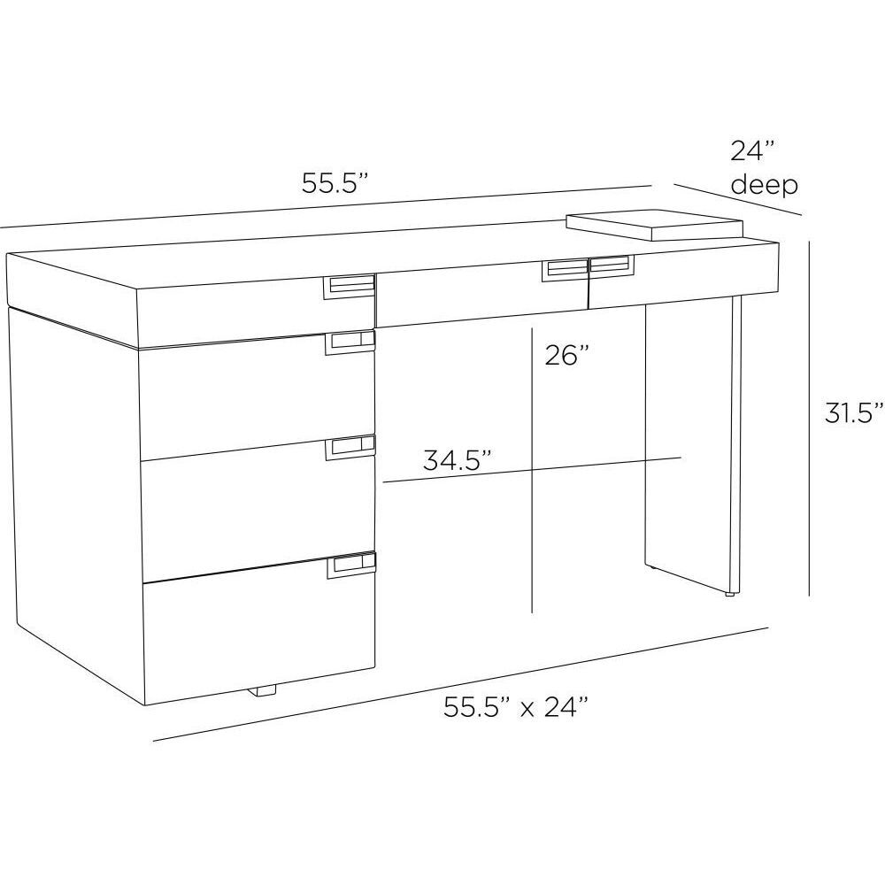 Carmichael 55.5 X 24 inch Charcoal Desk